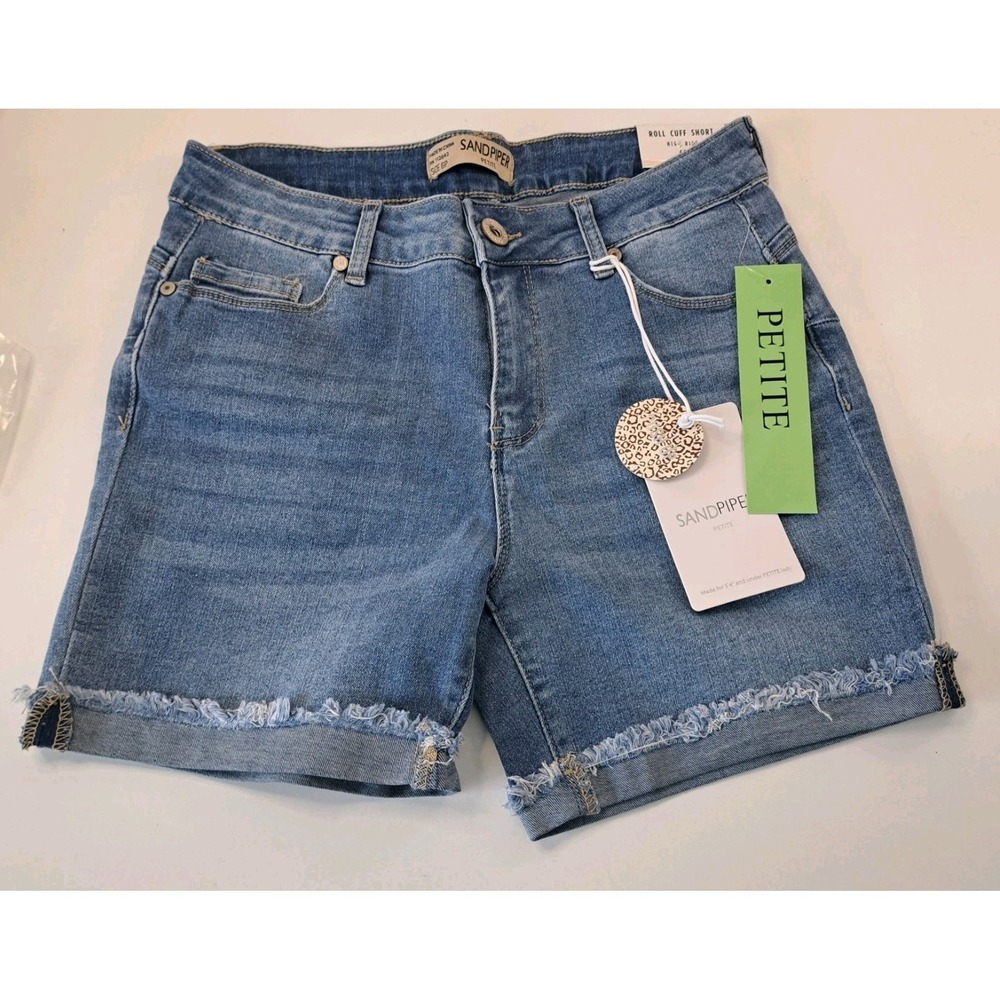 Sandpiper Roll Cuff High Waist Denim Jean Shorts Women's‎ 6 Petite NEW